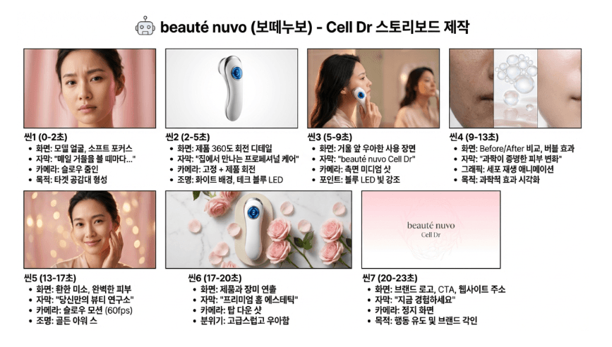 beauté nuvo Cell Dr 스토리보드 제작